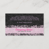 ブラック&ピンクヴィンテージフローラレース結婚のデザイナー 名刺 (裏面)