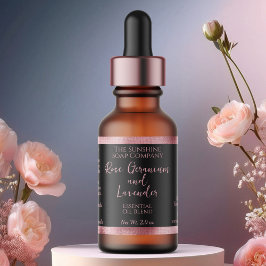 ブラック&ピンク化粧品ドロッパーボトル ラベル