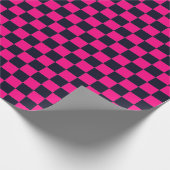 ブラック&ピンク市松模様に ラッピングペーパー (角)