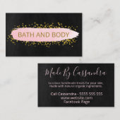 ブラック&ピンク手作りのモダンスパバス&体 名刺 (正面/裏面)