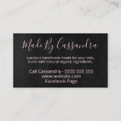 ブラック&ピンク手作りのモダンスパバス&体 名刺 (裏面)