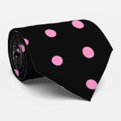 ブラック&ピンク水玉模様ネクタイ ネクタイ (ロール)