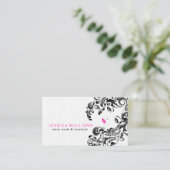 ブラック&ピンク美しい顔白の背景 予約カード (スタンド正面)