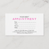 ブラック&ピンク美しい顔白の背景 予約カード (裏面)