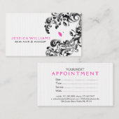 ブラック&ピンク美しい顔白の背景 予約カード (正面/裏面)