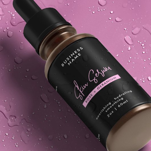 ブラック&ピンク2 OZドロッパーボトル防水ラベル フードラベル