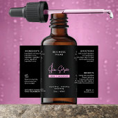 ブラック&ピンク2 OZドロッパーボトル防水ラベル フードラベル