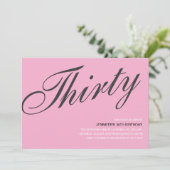 ブラック&ピンク30歳の誕生日招待状 招待状 (スタンド正面)