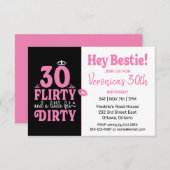 ブラック&ピンク30歳の誕生日 招待状 (正面/裏面)