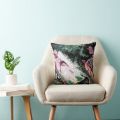 ブラック、ピンク、およびグレーグリーンの抽象芸術絞り染め大理石 クッション (椅子)