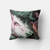 ブラック、ピンク、およびグレーグリーンの抽象芸術絞り染め大理石 クッション (裏面)