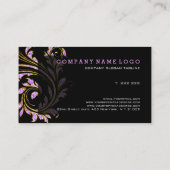 ブラック、ピンク、および金ゴールドフローラ旋回グリッター 名刺 (裏面)