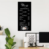 ブラック＆ピンク グリッター サロン メニュー 壁ポスター ポスター (ホームオフィス)