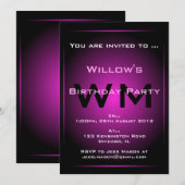 ブラック & ピンク グロー モノグラム サイエンスフィクション - 招待状 (正面/裏面)