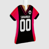 ブラック/ピンク サッカー ジャージ オーナメント 名入れ (正面)