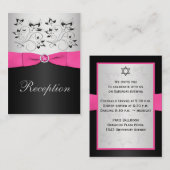 ブラック、ピンク、シルバーの披露宴エンクロージャカード エンクロージャーカード (正面/裏面)