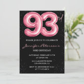 ブラック ピンク バルーン グラム 93歳の誕生日 招待状 (スタンド正面)