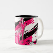 ブラック、ピンク、ホワイトのホットハイヒール ツートーンマグカップ (正面右)