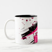 ブラック、ピンク、ホワイトのホットハイヒール ツートーンマグカップ (左)