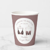 ブラック ピンク レース 水彩 リングウェア ブライダル シャワー 紙コップ (正面)