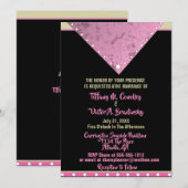 ブラック、ピンク、金ゴールドエレガントモダン結婚ズ 招待状 (正面/裏面)