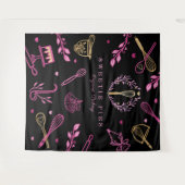 ブラック、ピンク、金ゴールドベーキング、料理ベーカリー タペストリー (正面(横))