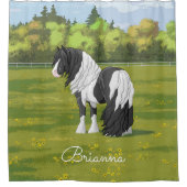 ブラック·ピント·ピエボルド·ジプシー·バンナー·荷車を引くホース シャワーカーテン (正面)