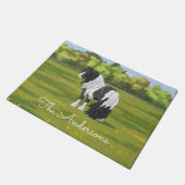 ブラック·ピント·ピエボルド·ジプシー·バンナー·荷車を引くホース ドアマット (アングル)