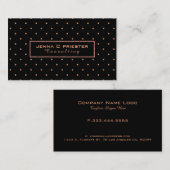 ブラック&ピーチ水玉模様パターン 名刺 (正面/裏面)