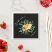 ブラック&ピーチ結婚ズモダンフローラ スタンダードカクテルナプキン (インサイチュ)