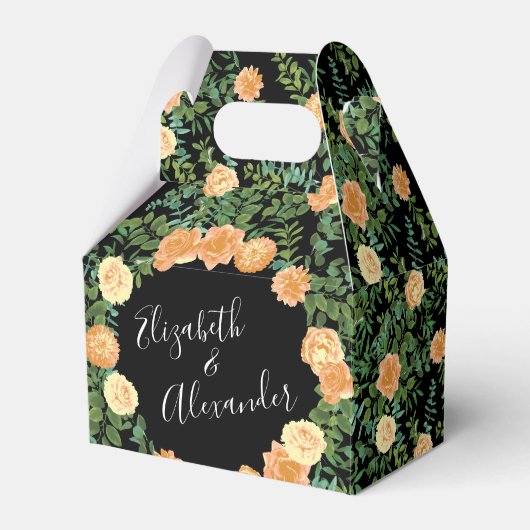 ブラック&ピーチ結婚ズモダンフローラ フェイバーボックス (正面サイド)