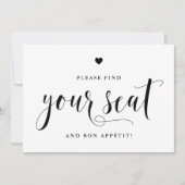 ブラック ファインド ユア シート アンド ボナペティ ウェディング 招待状 (正面)