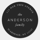 ブラック ファミリー ネーム 返信先住所 ラウンドシール (正面)