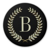 ブラック&フェイクグリッターリース セラミックノブ (正面)