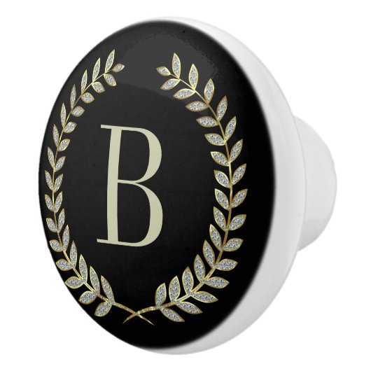 ブラック&フェイクグリッターリース セラミックノブ (右)