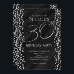 ブラック＆フェイクシルバーグリッター グラム 30 30歳の誕生日 招待状<br><div class="desc">ブラック＆フェイクシルバーグリッター グラム 30 30歳の誕生日 招待状。あらゆるイベントに合わせてカスタマイズ。</div>