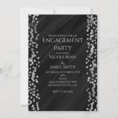 ブラック&フェイクシルバー モダンなゴージャスな結婚式 婚約 招待状 (正面)