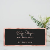 ブラック&フェイクバラゴールドフォイルギフト証明書カード 招待状 (スタンド正面)