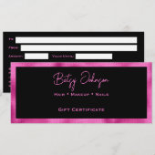 ブラック＆フェイクホットピンクの箔のギフト券カード 招待状 (正面/裏面)