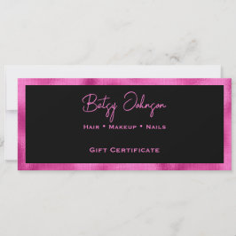 ブラック＆フェイクホットピンクの箔のギフト券カード 招待状