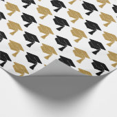 ブラック&フェイク金ゴールドグリッターグラッドキャップ卒業ギフト ラッピングペーパー (角)