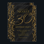 ブラック&フェイク金ゴールドグリッターグラム30 30th Birthday 招待状<br><div class="desc">ブラック&フェイク金ゴールドグリッターグラム30 30th Birthday招待状。カスタマイズイベント</div>