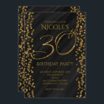 ブラック&フェイク金ゴールドグリッターグラム30 30th Birthday 招待状<br><div class="desc">ブラック&フェイク金ゴールドグリッターグラム30 30th Birthday招待状。カスタマイズイベント</div>