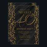 ブラック&フェイク金ゴールドグリッターグラム40 40th Birthday 招待状<br><div class="desc">ブラック&フェイク金ゴールドグリッターグラム40 40歳の誕生日招待状。カスタマイズイベント</div>