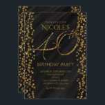 ブラック&フェイク金ゴールドグリッターグラム40 40th Birthday 招待状<br><div class="desc">ブラック&フェイク金ゴールドグリッターグラム40 40歳の誕生日招待状。カスタマイズイベント</div>