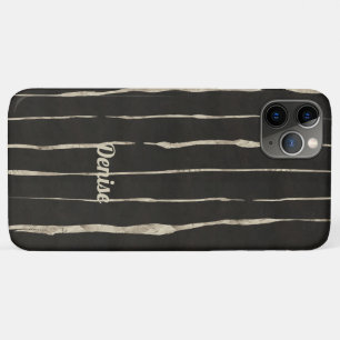 ブラック&フェイク金ゴールドストライプの iPhone 11 PRO MAXケース