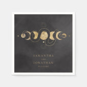 ブラック&フェイク金ゴールドタロットシレ結婚ンツ スタンダードカクテルナプキン (正面)