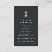 ブラック&フェイク金ゴールドパイナップル垂直 名刺 (裏面)