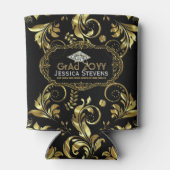 ブラック&フェイク金ゴールド卒業ハット2b 缶クーラー (裏面)