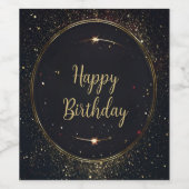 ブラック&フェイク金ゴールド誕生日ドリンクラベル ワインラベル (シングルラベル)